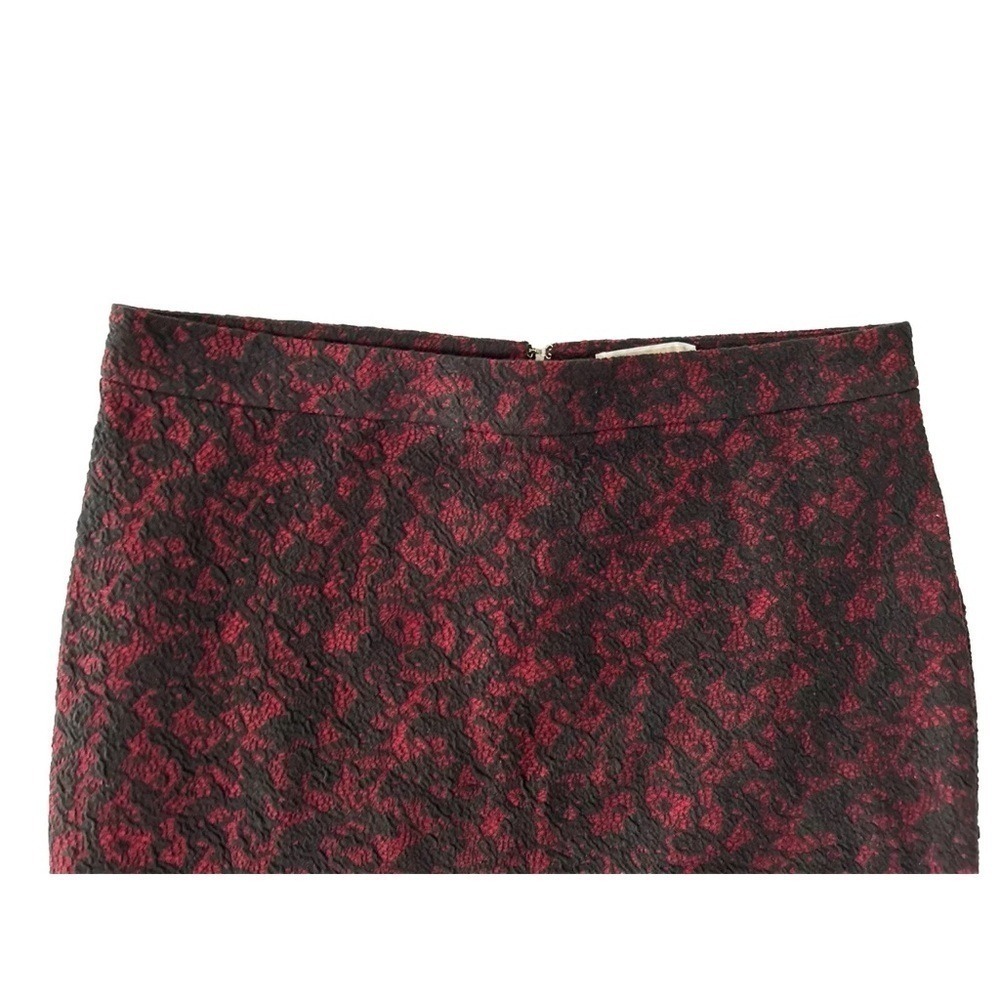 Michael Kors Red Black Lace Print Pencil‎ Skirt L Whimsygoth Coquette Gothic - Picture 3 of 12